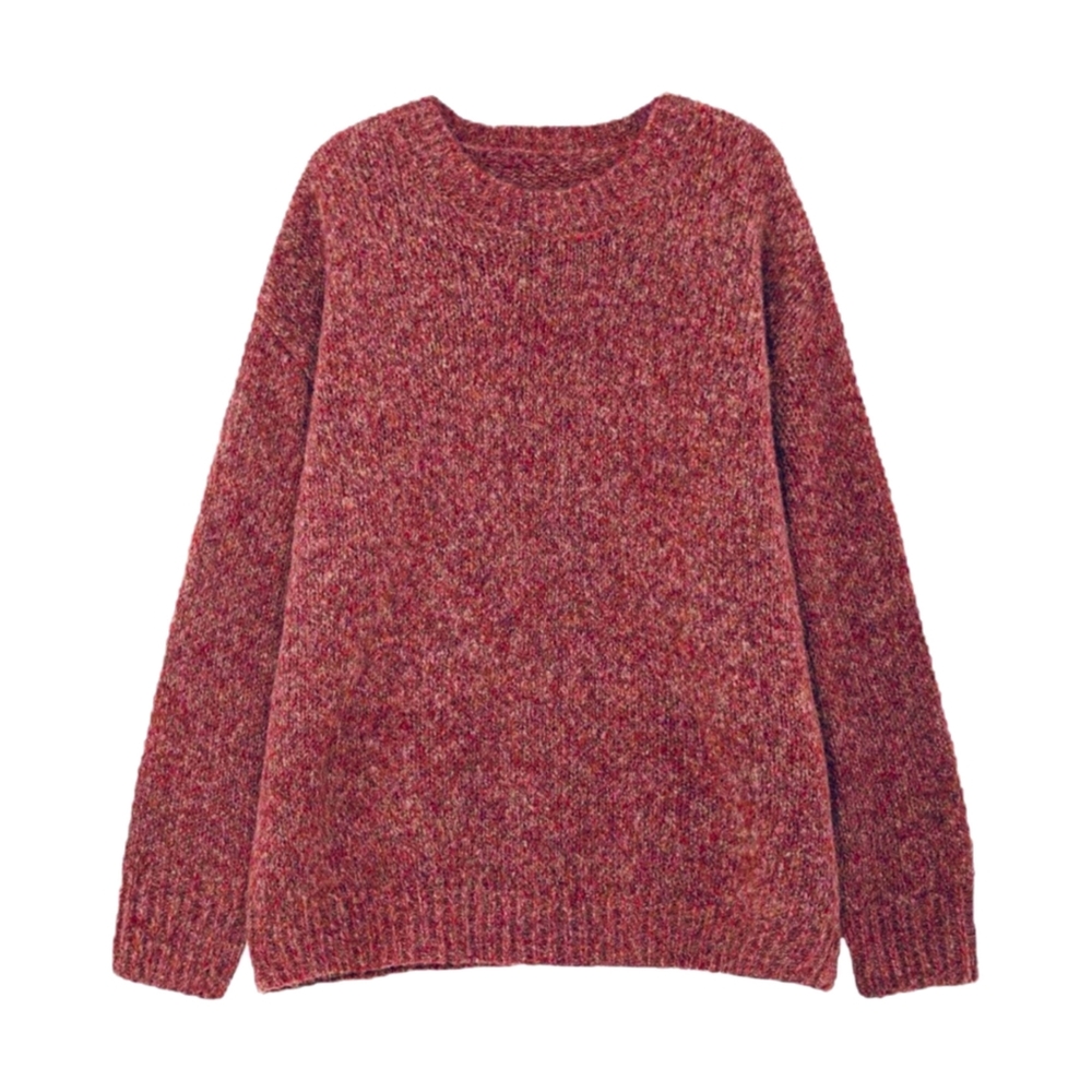 Burgundy Wool Blend Crew Neck Sweater